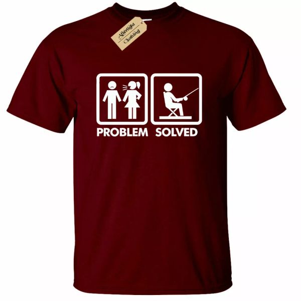 

Problem solved fishing t-shirt funny fisherman gift mens t-shirt novelty, White;black