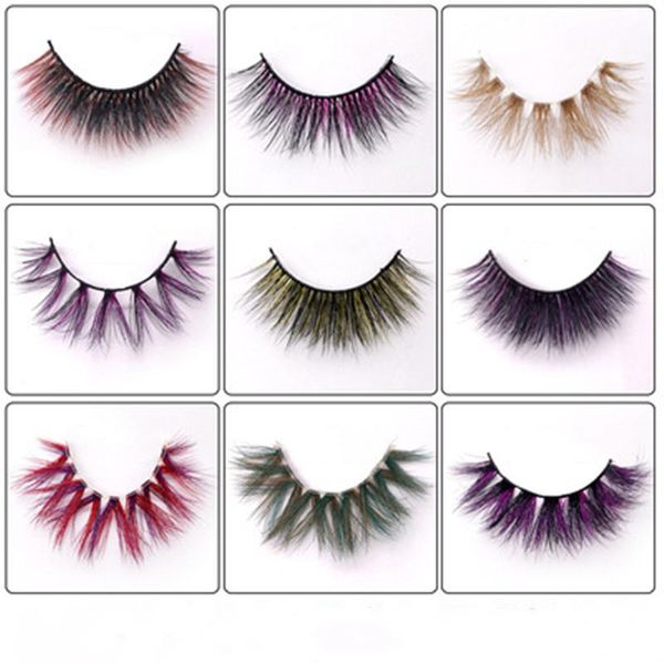 

false eyelashes 1pair colored mink lashes stage makeup masquerade halloween thick and exaggerated colorful