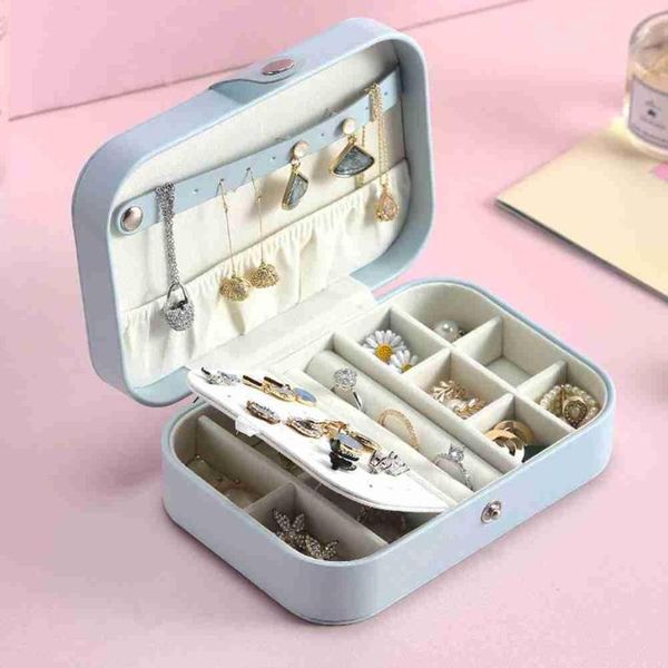 

jewelry pouches, bags pu leather casegrace small travel storage box girl portable earrings ring necklace jewellery case organizer simple sty, Pink;blue
