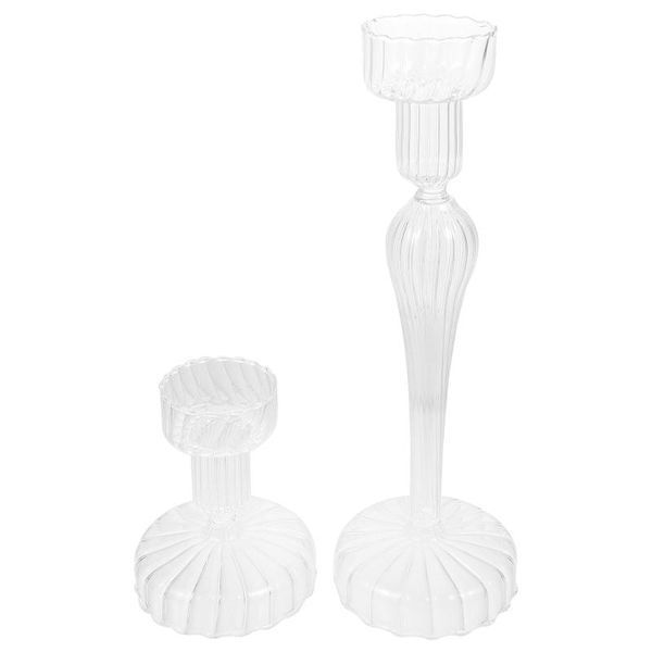 

candle holders 2 pcs striped holder creative stick glass standing stand