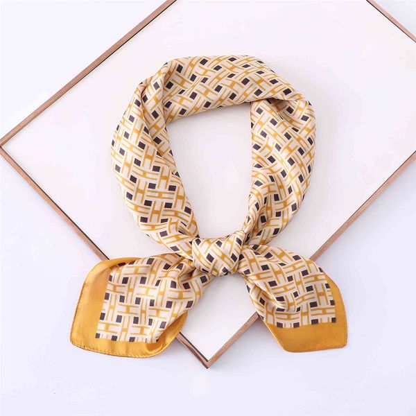 

korean version square h dot professional versatile printing simulation silk small scarf ins summer decoration, Blue;gray