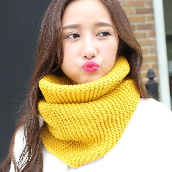 

scarves fashion women winter solid color warm circle infinitys knitting cowl neck scarf, Blue;gray