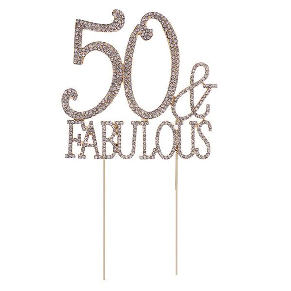 Forniture festive Altra festa 50 Favoloso cake topper per 50° compleanno o anniversario Strass di cristallo decorativo