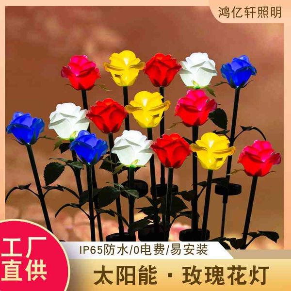 

led rose solar outdoor waterproof lawn balcony decorative landscape garden lamp