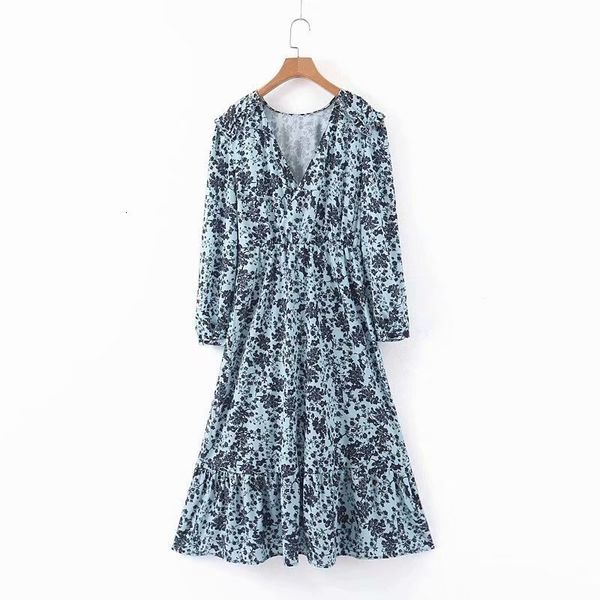 

skirts women's fashion temperament round neck slim long sleeves slit print dress vintage ruffle draw back chic female dresses, Black