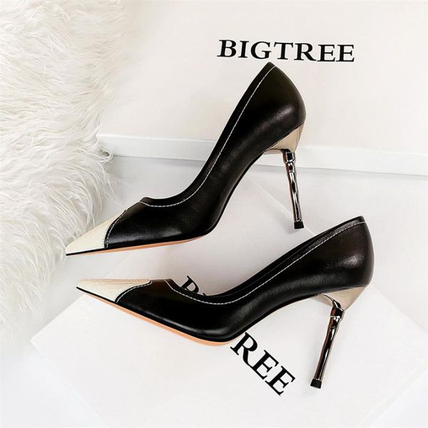 

dress shoes autumn sweet crystal buckle pointed toe women pumps concise solid silk shallow female .5cm super high heels wedding shoe, Black