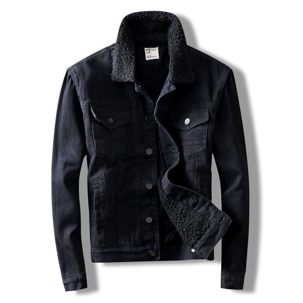 

men's jackets mcikkny winter denim slim fit black color jeans coats fleece lined for male outwear clothing size m-3xl, Black;brown