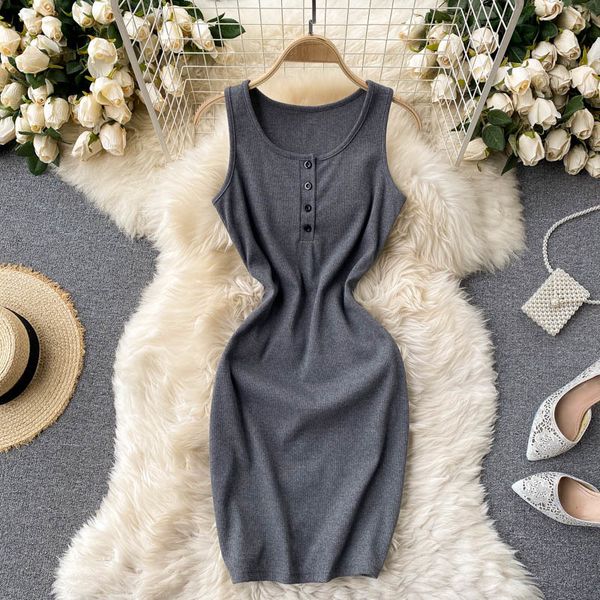 

singreiny women sleeveless short dress korean elastic o neck solid slim pencil dress summer off shoulder bodycon dress 210419, Black;gray