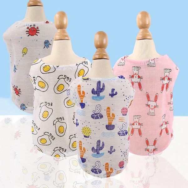 

dog apparel pet clothes puppy vest cartoon t-shirt summer comfortable cotton small sunscreen cute printed cat clothing