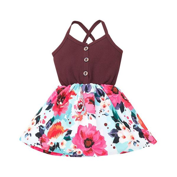 

clothing sets 2021 fashion pudcoco dress summer baby girls bowknot floral print ruffles sleeve patchwork length a-line sundress clothes, White
