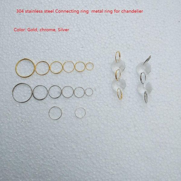 

500pcs/lot 8~20mm chrome/gold/silver 304 stainless steel connecting ring metal of chandelier lamp parts connector crystal