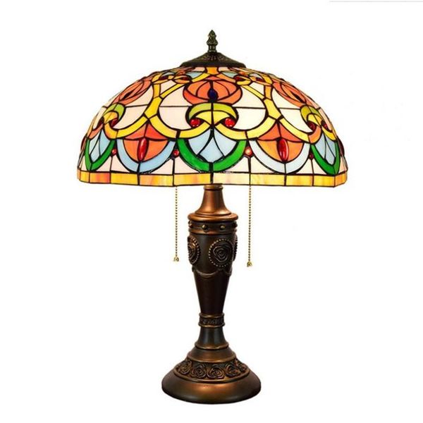 

table lamps european classical foyer lamp vintage tiffany baroque glass large desk reading night light apartment lighting fixture 1236
