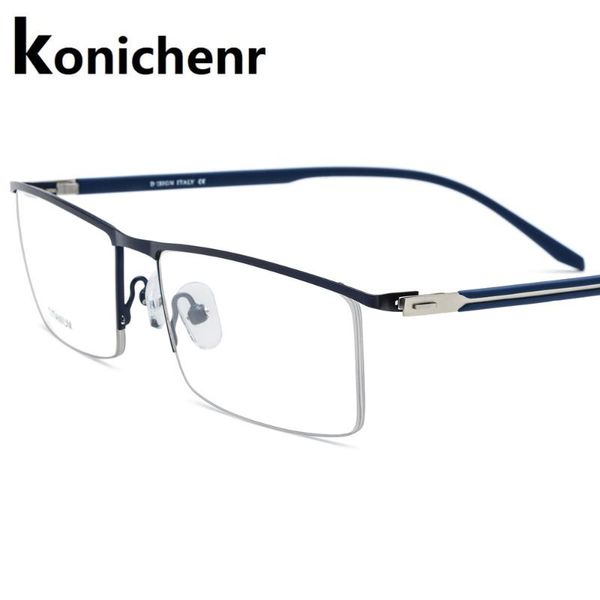 

fashion sunglasses frames konichenr business eyeglasses men glasses clear optical myopia frame prescritpion spectacles titanium alloy rectan, Black