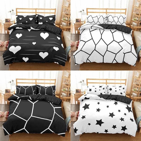 

geometric bedding set marble pattern duvet cover quilt pillowcase bed linen 2/3pcs bedclothes double king size sets