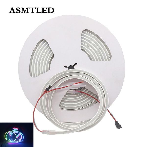 

strips 5m/roll rgbw pixel silica gel neon led strip light 12v 6a 72w ws2811 60leds/m ip65 waterproof magic color lamp article