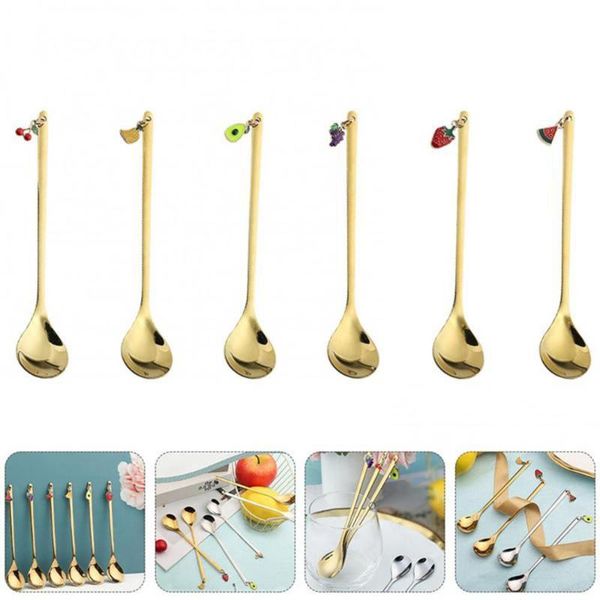 

spoons creative fruit pendant coffee afternoon teaspoon mixing stirring spoon dessert table decor party gift kitchen tool