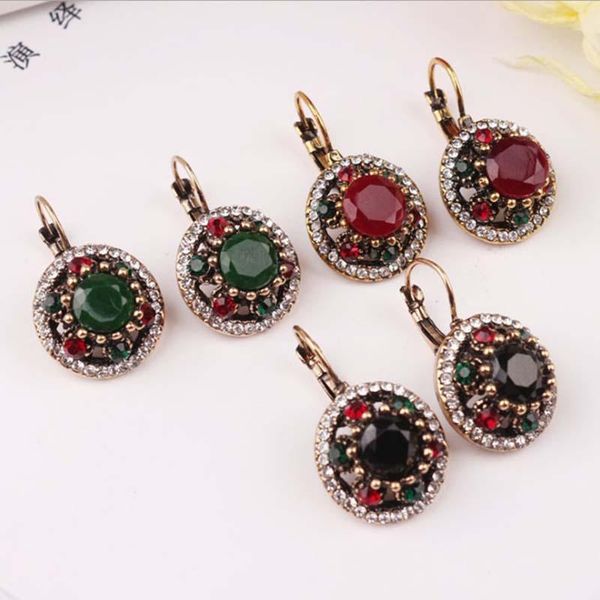 

clip-on & screw back bohemian vintage round earrings muticolor rhinestone clip on for women fashion statement boucle, Silver
