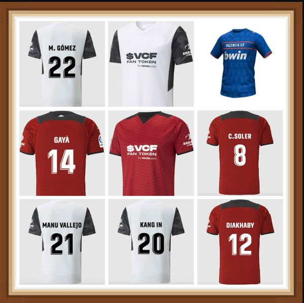

21 22 stock customized alencia cf soccer jerseys set rodrigo gaya 2021 2022 parejo gameiro football shirts m.gomez kondogbia mens dsrfhb, Black;yellow