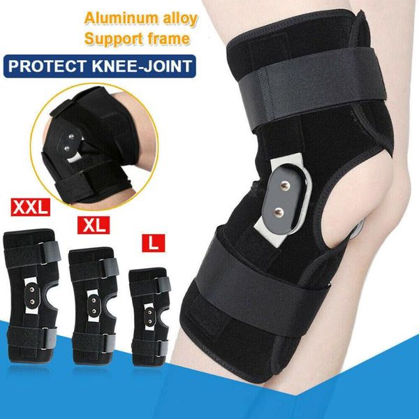 

elbow & knee pads adjustable aluminium double-hinged brace support grade breathable open running basketball protectors m-2xl, Black;gray
