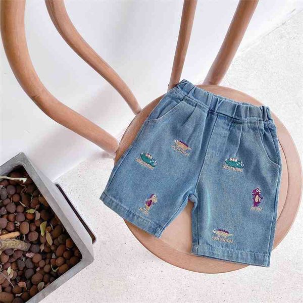 

summer arrival girls fashion cartoon embroidery ss kids denim shorts 210528, Black