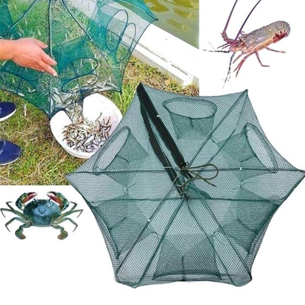 

convenient hand throw net fish cage 6/8/12/16 upgrade holes green fishing gill monofilament foldable clear mesh accessories