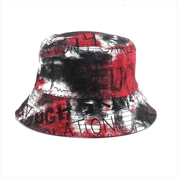 

summer harajuku bucket hat women english letters cotton hip hop cap men tie dye panama gorro de pescador, Blue;gray