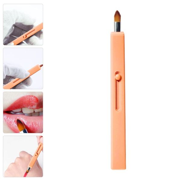 

1pc retractable lip brush makeup tool portable lipstick applicator (warm orange) eyelash curler