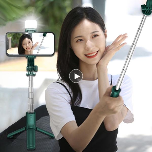 

selfie monopods smart tripod stick handheld gimbal with light phone camera stabilizer bluetooth-compatible sticks remote control