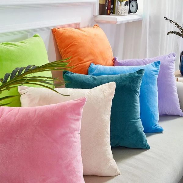 

pillow case velvet cushion solid color cover candy throw for sofa bed home car decorative pillowcase decoration