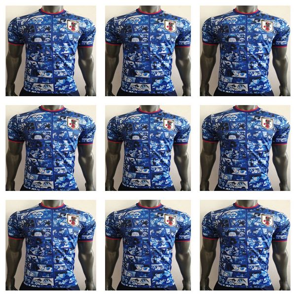 

player version japan cartoon soccer jersey 2021- 2022 men short sleeve football shirt slim fitting uniforms a'a, Black;yellow