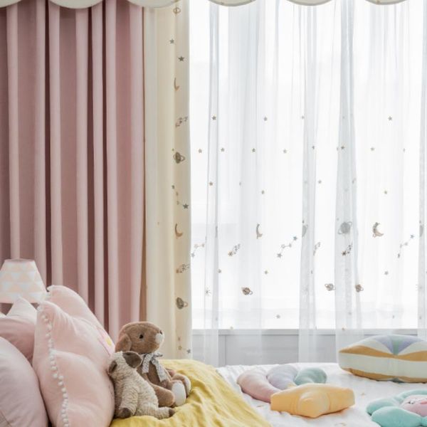 

curtain & drapes northern europe style contracted star and moon children room 60% shading heat insulation