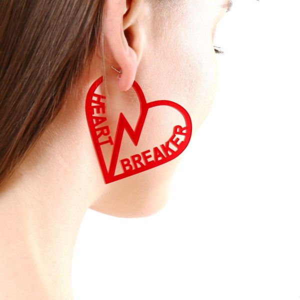 

transparent heart-shaped thin face female korean temperament personality simple earrings long versatile love ear accessories, Black