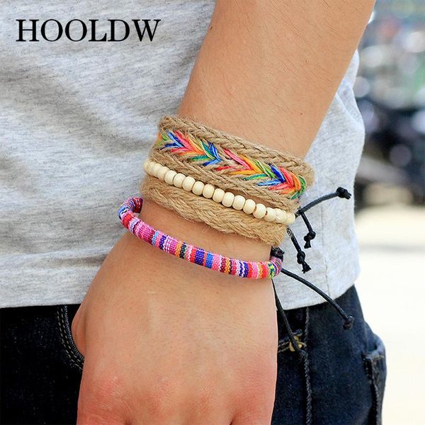 

vintage rope braided women bracelets wood beads bracelet bangle punk wrap wristband for men jewelry charm, Golden;silver