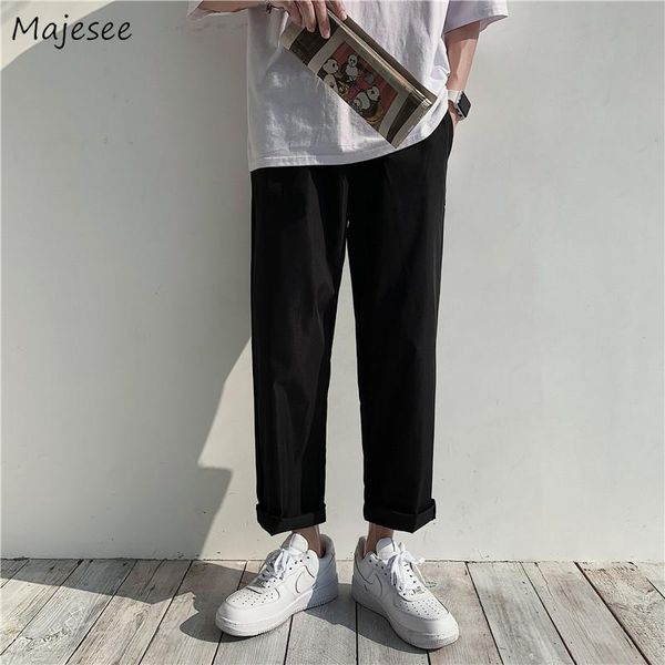 

pants men ankle-length leisure summer thin straight pant korean fashion loose plus size 3xl ins harajuku all-match teens ulzzang men's, Black