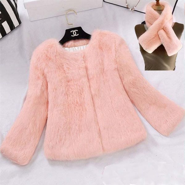 

women's fur & faux winter fall grass lady loose coat party beauty overcoat plush cloth girl luxury furry jacket, Black