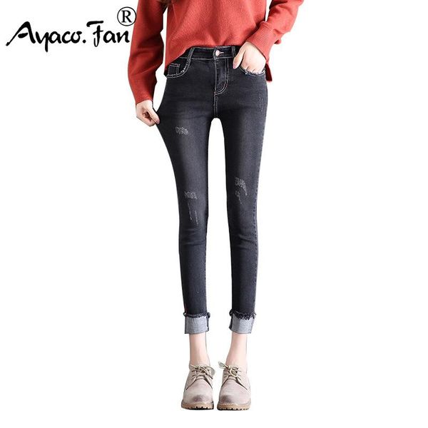 

vintage jeans 2021 summer slim ankle-length pants for woman girls lady cuffs pencil casual women skinny denim trousers women's, Blue