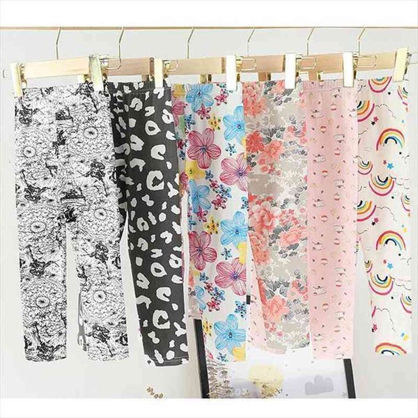 

childrens leggings spring summer girls cotton floral pattern skinny trousers kids leggins for 8 years, Blue