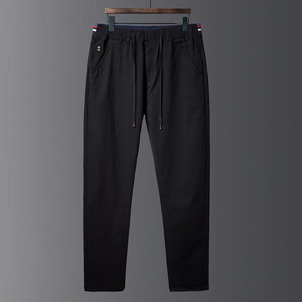 

xiaofeiniu large casual pants men's plus fat size straight elastic man waist, Black