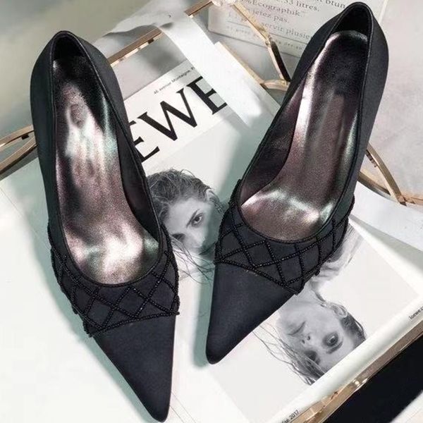 

slip on pointed toe dress shoes women classics high heel sandals white black pumps wedding runway party fashion heels ladie
