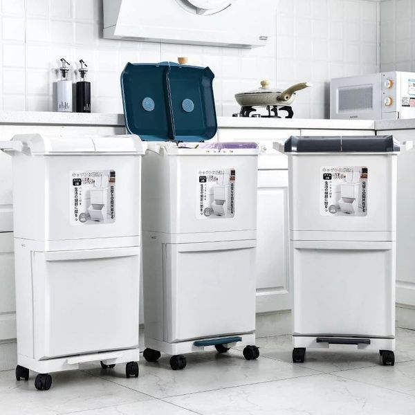 

waste bins creative kitchen trash can recycle storage bucket movable sorting container poubelle de cuisine cleaning supplies bc