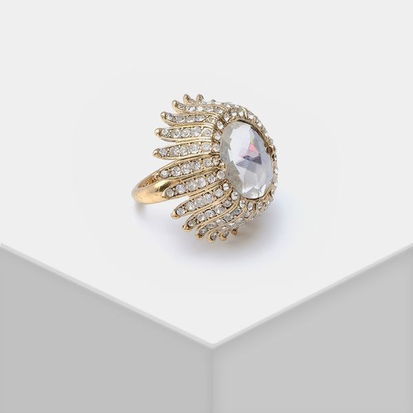 

amorita boutique beautiful shiny flower mushroom ring, Slivery;golden
