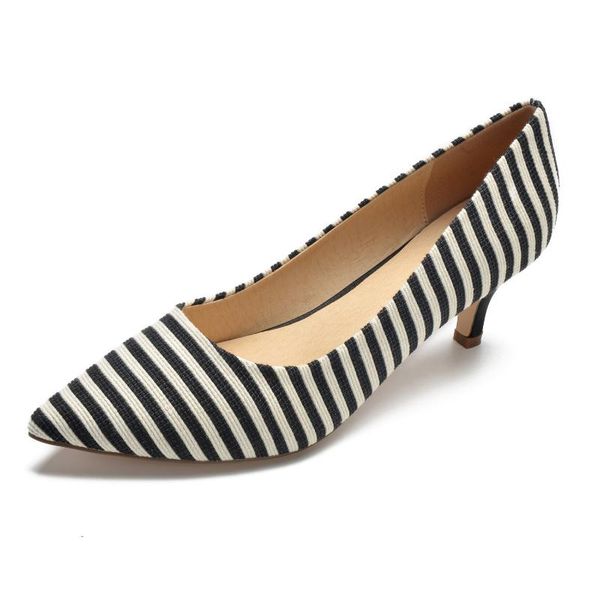

dress shoes summer fashion sweet women sandals buckle pointed toe high heel with ladies striped pumps nlk-c0184, Black