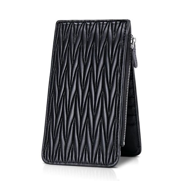 

card holders sheepskin bag multi wallet female long slim cute genuine leather clip, Brown;gray