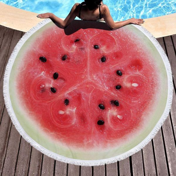 

towel bath towels luxury fruit circular multi-function beach microfiber printed shawl with tassel bathroom