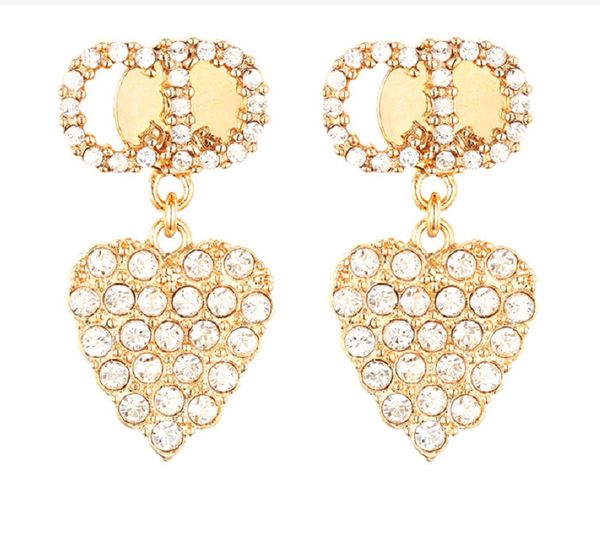

design jewelry letter love diamond korean female heart earrings simple luxury jewelry, Silver