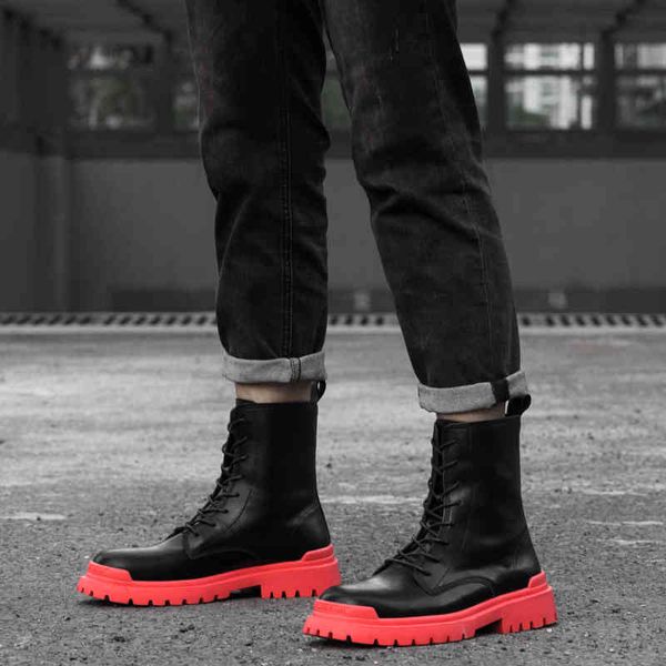 

dress shoes moda botas de couro genuÃ­no casal novo na motocicletas preto homens elegantes martins 09eg, Black
