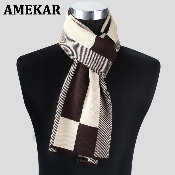 

scarves 2021 casual cool winter men scarf warm neckercheif business plaid kint cotton wraps male sjaal foulard, Blue;gray