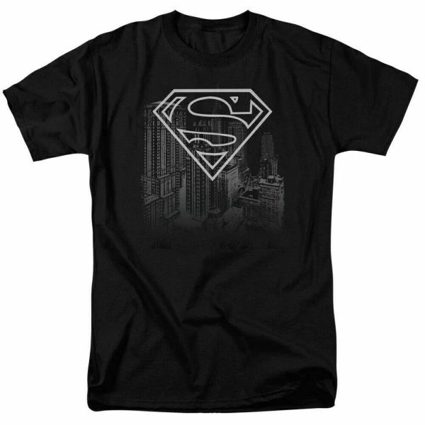 

superman skyline logo t shirt licensed comic book movie tee black, White;black