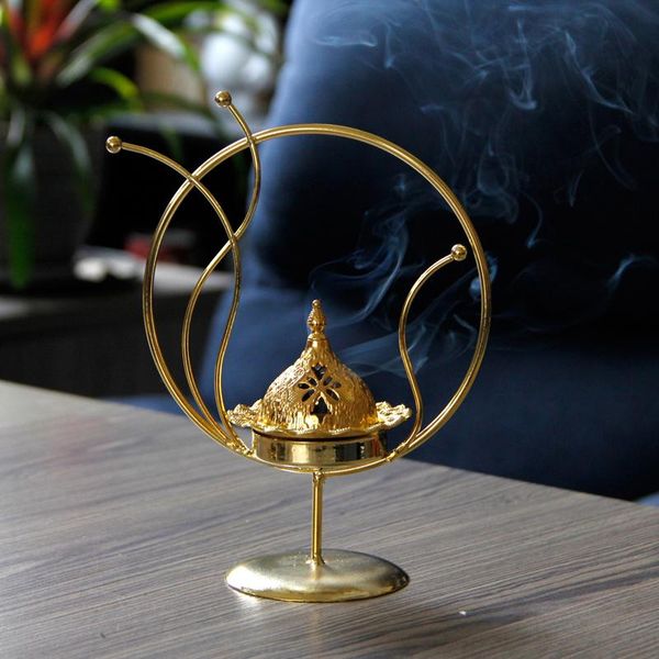 

fragrance lamps golden metal portable incense burner luxury middle east arabic mabkhara candle holder