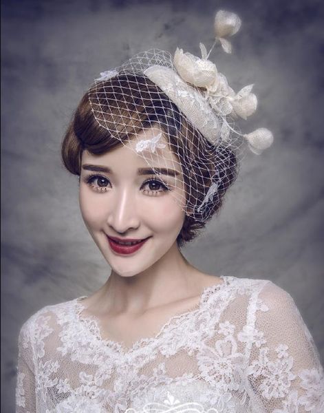

stingy brim hats bridal jewelry dress accessories hat mesh cloth flower wedding hair, Blue;gray
